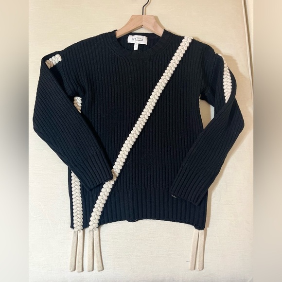 Derek Lam Sweaters - Derek Lam 100% Merino Wool Ribbed Knit Sweater with Braided Detail